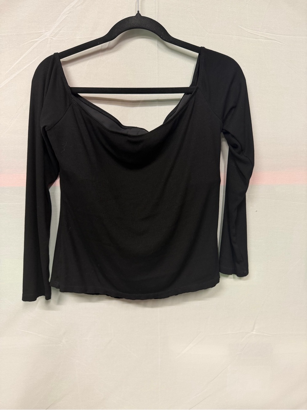 Ribbed Knit Off Shoulder Long Sleeve 2-in-1 Casual Top - Picture 2 of 8